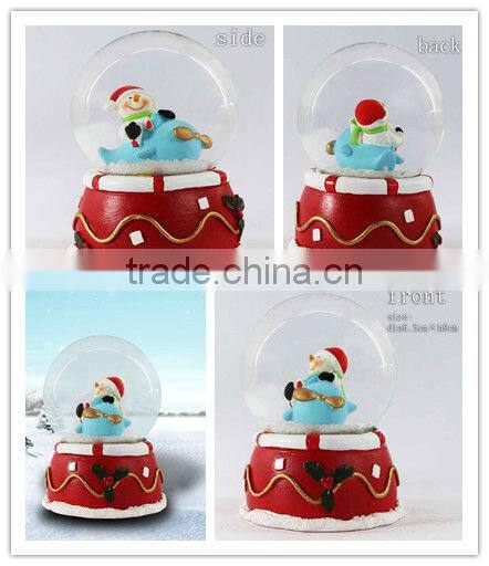 Christmas theme resin penguin lighted snow globes