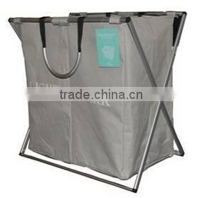 Household Essentials Double Rolling Laundry Hamper with 600D Oxford cloth+aluminium rack