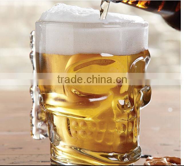 High Clear skull glass mug skull beer stein