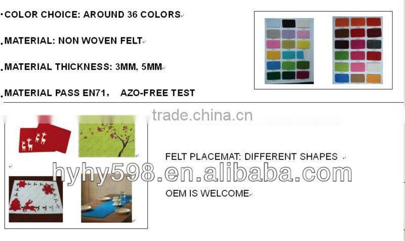 embroidery Christmas object red mat/placemat/felt placemat