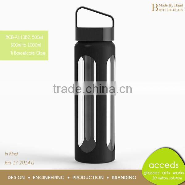 Customized Design Glass Drinking Water Bottle for Gym