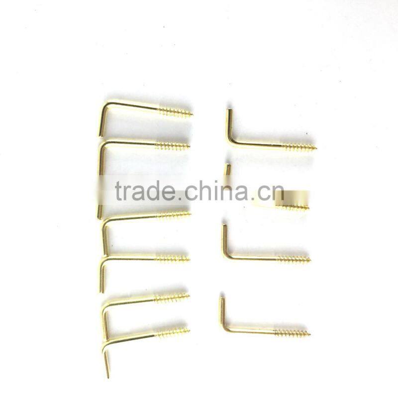 Brass-Plated Square Bend Screw Hook