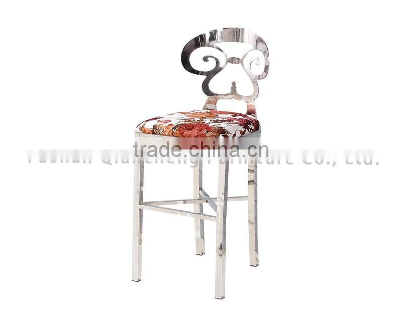 Fabric cushion metal back bar chair