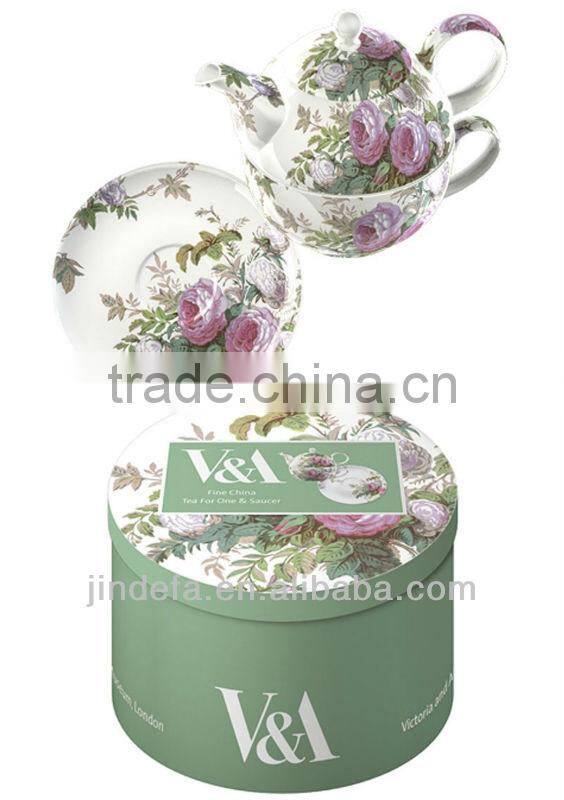 hot sale flower printed ceramic porcelain tea for one set
