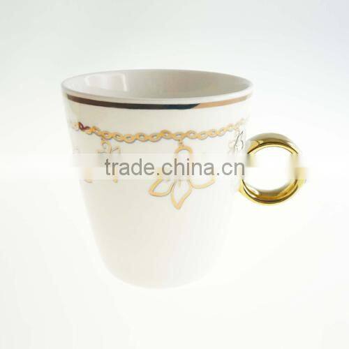 Hot Promotion Gift Ceramic Bauhinia Flower Double Wall Mug with Silicone Lid Made with Crystals