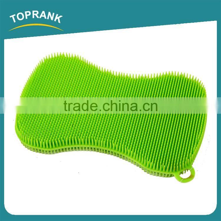 Toprank Hot Selling Heat Resistant Colourful Kitchen Cleaning Brush Pot Pan Dish Bowl Wash Scrubber Pad Silicone Dish Brush