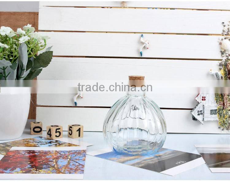 wholesale colored pumpkin shape glass vase with cork