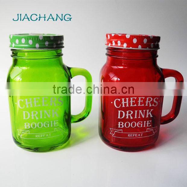 stained cheers drink glass letter juice cold coffee mug with screw lid