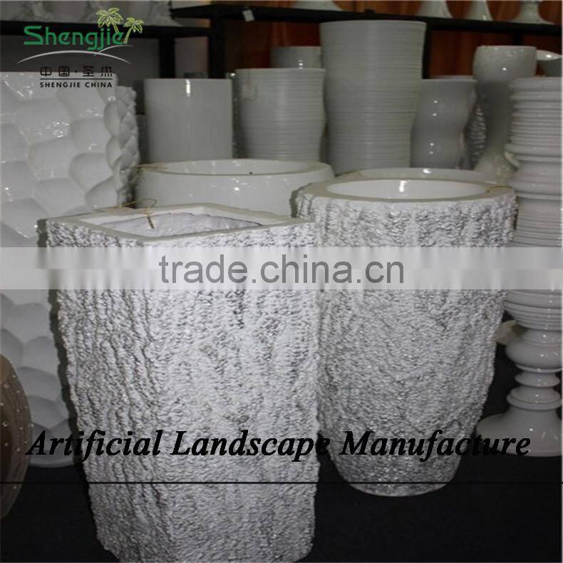 SJZJN 2660 decorative small round fiberglass clay garden pots, fiberglass clay garden planters