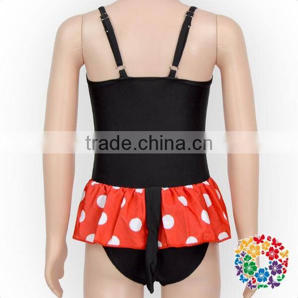 Adorable Black Red Cartoon Kids Girls Swimwear Bikini