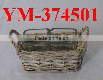 good quality square wicker ancient candle holder with handle
