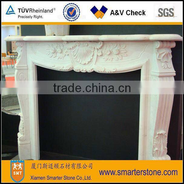 Indoor White Marble Fireplaces Mantel-Shelf