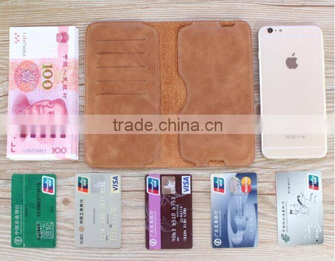 Portable genuine leather pouch smart phone case with earphone for iphone 7/7 Plus