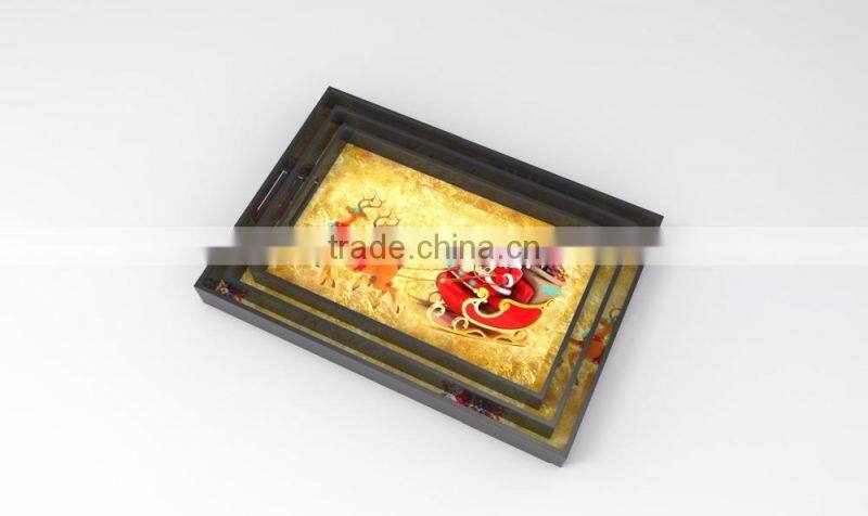 Rectangular lacquer tray with many patterns, made in Vietnam