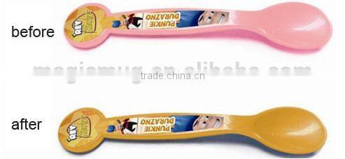 Buttom Down Price Wholesale Magic Cold Color Changing Colorful Plastic Spoon For Haagen Dazs Ice Cream