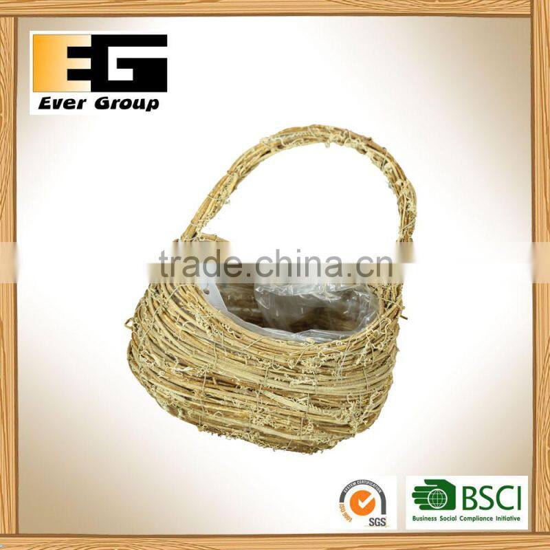 Handbag type natural plant weaving flowerpot