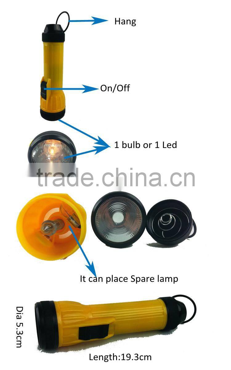 Emergency Flashlight 1 bulb / led plastic torch