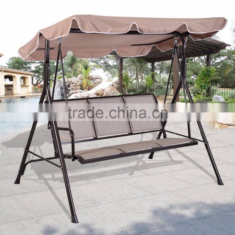 Customized 3 seats teslin garden swing chair outdoor swing chair for hot sale