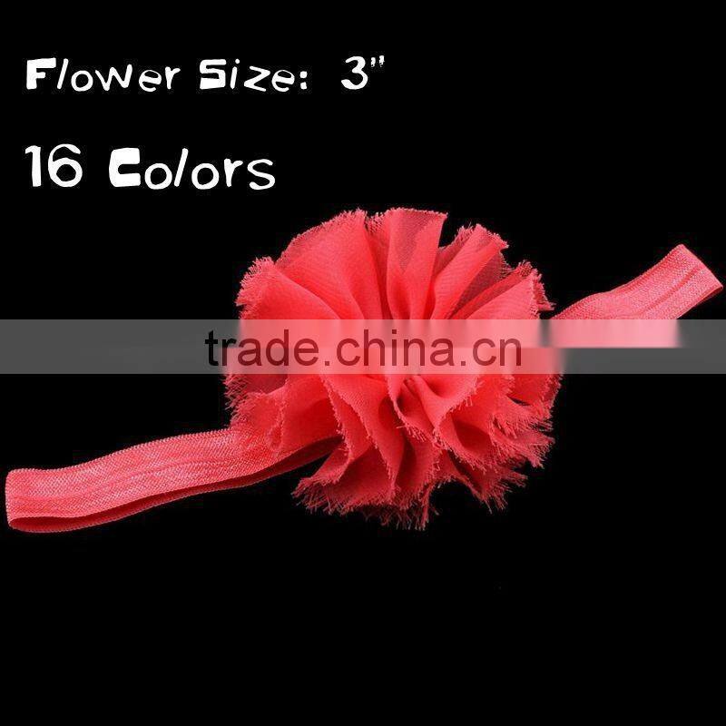 chiffon flower headband with pearl beads for kids hair accessories