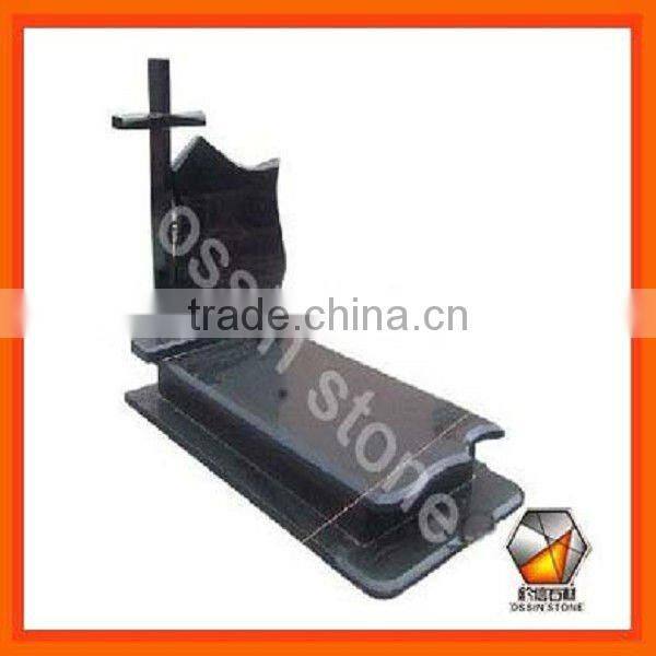 Black Granite Cross Tombstone