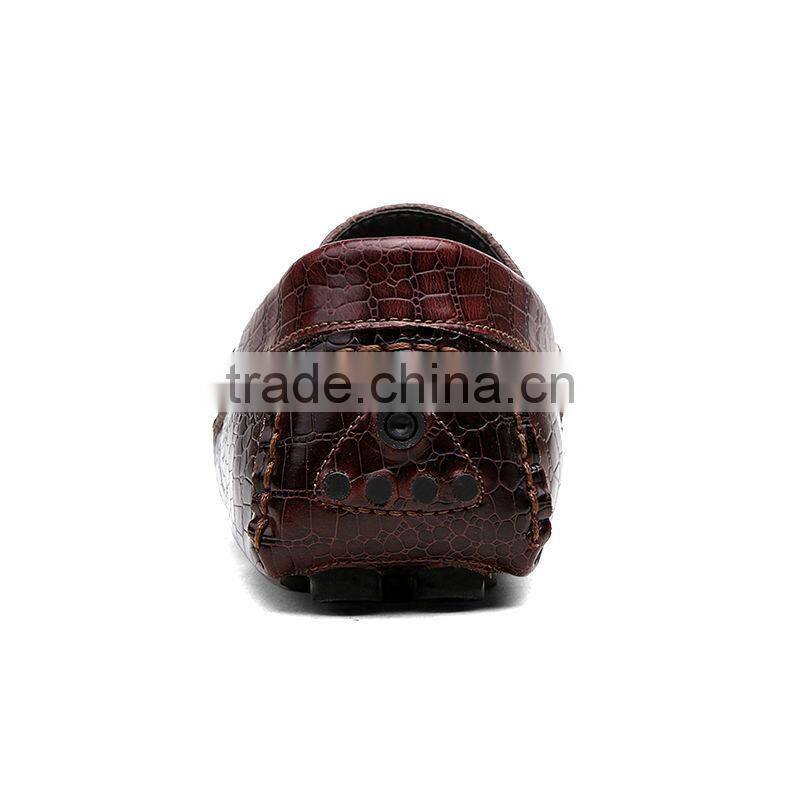 high quality crocodile top layer leather peas shoes casual fashion for male, men leather casual shoes sample for adults