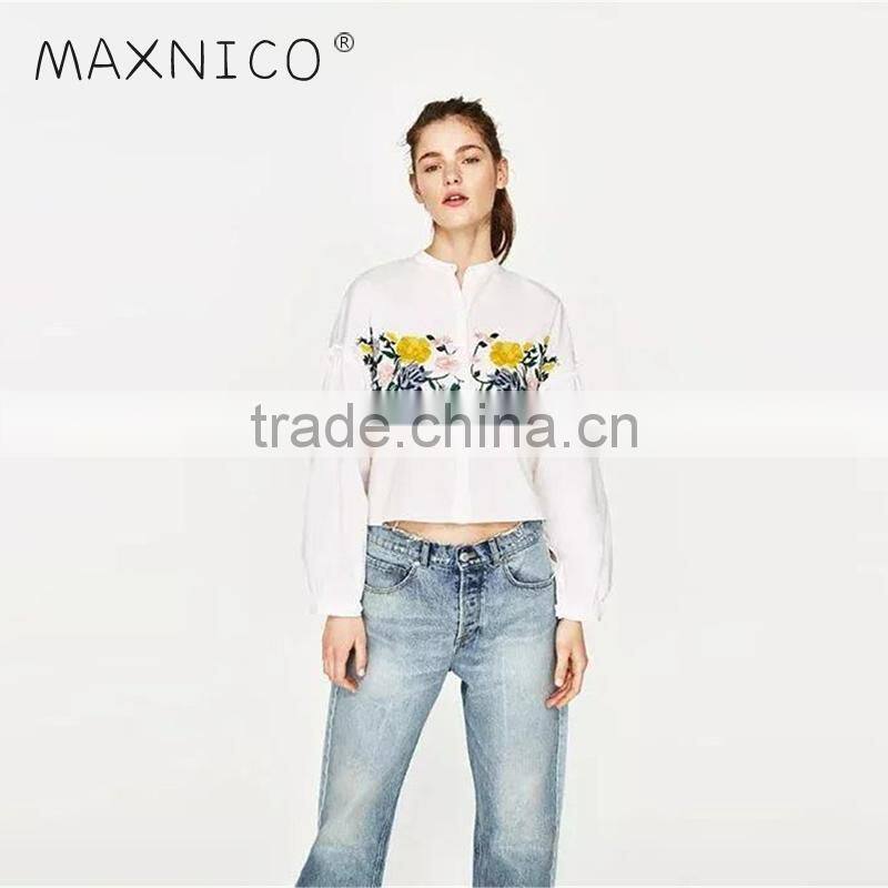 Maxnegio embroidery blouse women clothing summer 2017