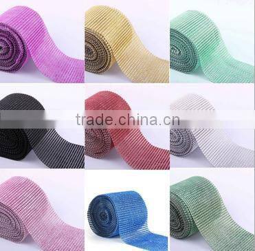 Bling Various Color Plastic Rhinestone Mesh Ribbon Wedding Decorative 10 Yards 24 Rows Plastic Mesh