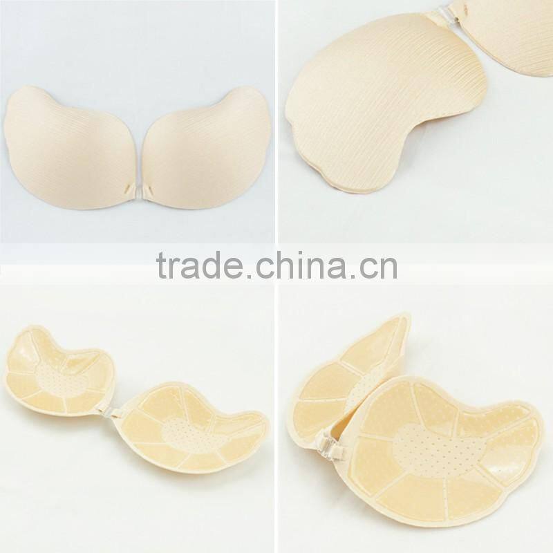 V shape front hook push up breathable adhesive bra
