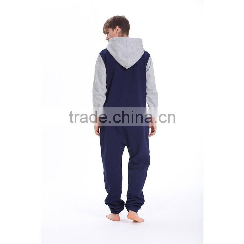 Fashion onesie jumpsuit with hood for men adult fleece jumpsuits
