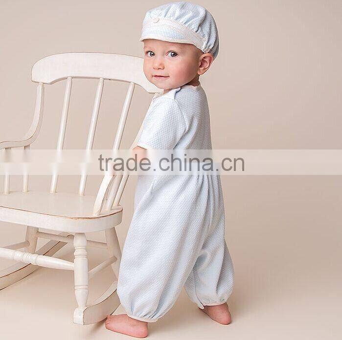 Blue Quilited Newbron Baby Boys Clothes Jumpsuit Cotton Frocks Designs Baby Romper