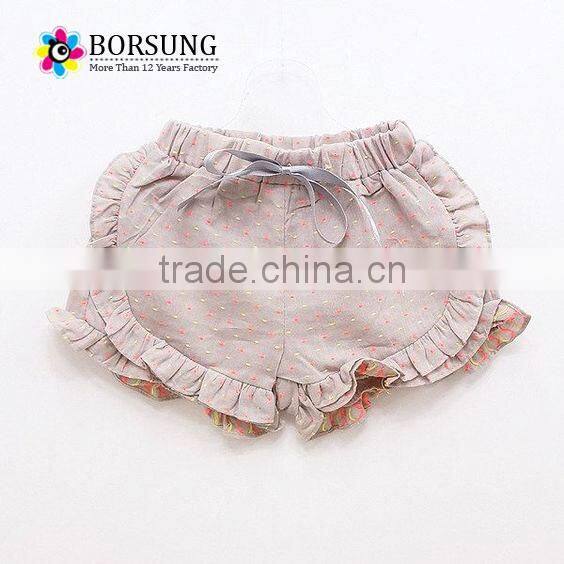wholesale high quality baby shorts gilrs 100% cotton lovely ruffle shorts