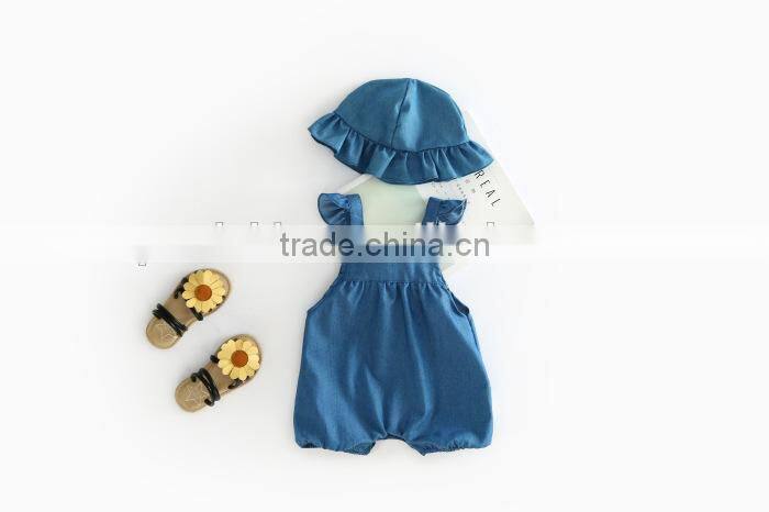 New Design Summer Baby Clothes Infant Plain Color Sleeveles Bodysuit Toddler Girls Romper