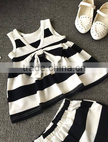 Vintage Baby Clothing Set Black And White Stripes Outfit Bow Tie Apparel