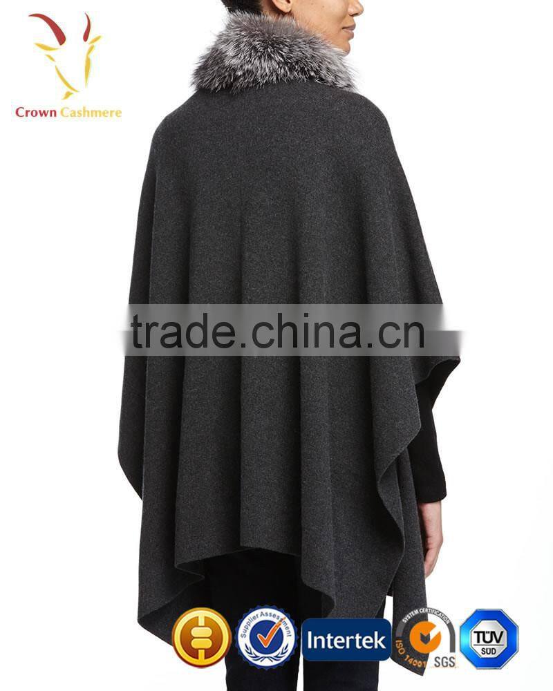 Fashion Design Luxury Ladies' Cashmere Shawl with Fur