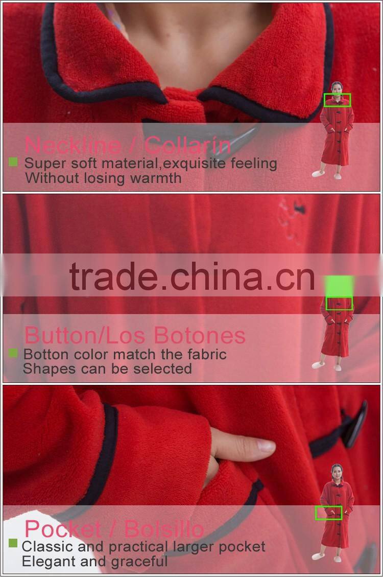 China Fashion red color girl sleepwear bathrobe set