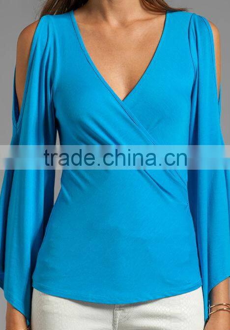 open shoulder wrap front top
