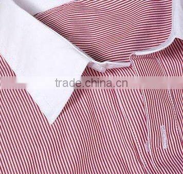 Men's Slim Fits Shirt, Non Iron Red&White Stripe Shirt