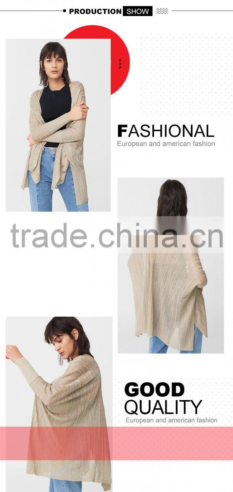 Women's dolman long sleeve loose cashmere knitted thin cardigan with best quality