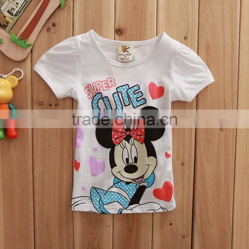 kids girls round neck t shirt with cartoon