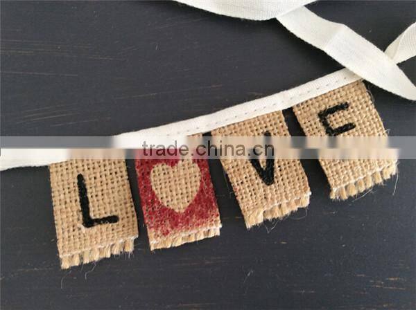 LOVE tiny & shabby hessian Cake Topper Micro Mini Bunting Fun Cupcake Decor