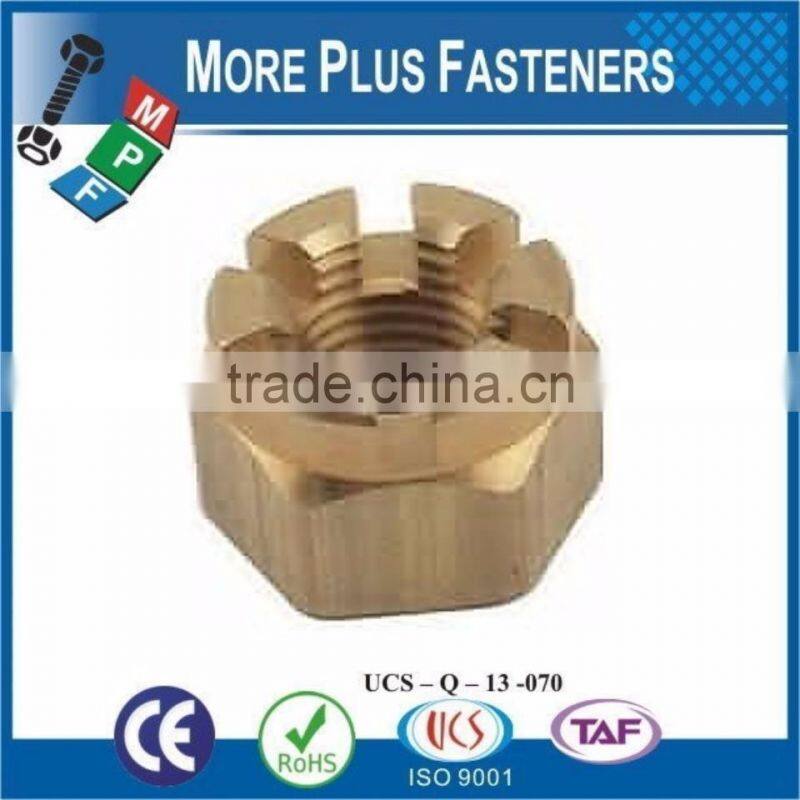 Made in Taiwan Brass Plated Stainless Steel Black Phosphate Half Castle Nut