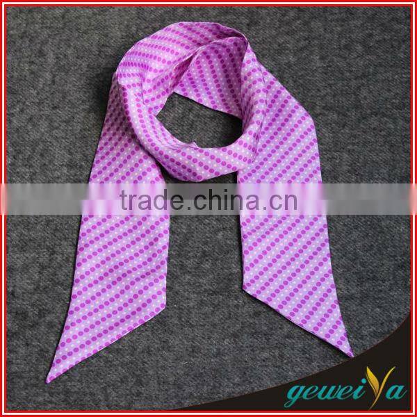 Pink Dot Printed Silk Air Hostess Scarf