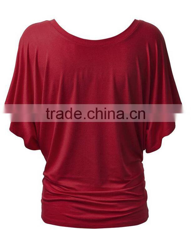 women shirt summer short batwing sleeve solid female tops S6310012