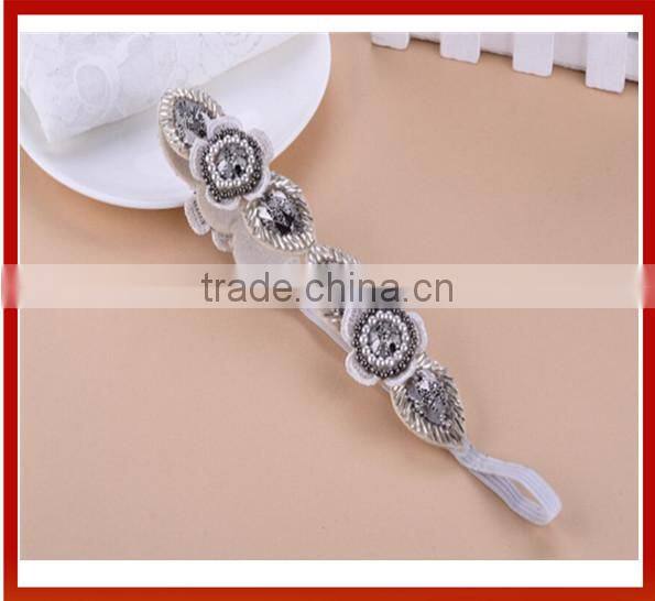 Handmade Rhinestone Crystal Beaded Elastic Fashion Elastic Hai Headmade Crystal Glass Beads Hair Band Girl Bridal Pearls Beads