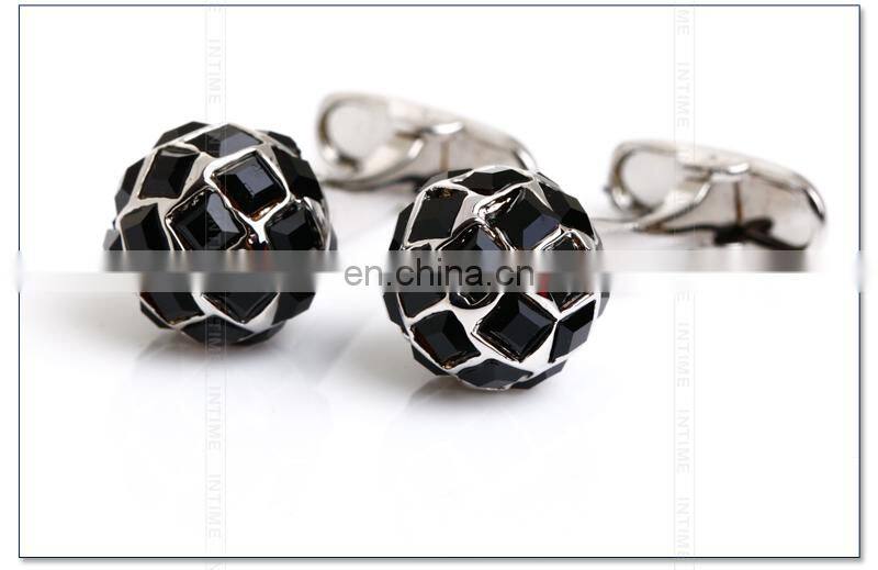 Black Plated Ball Gem Stone Cufflinks