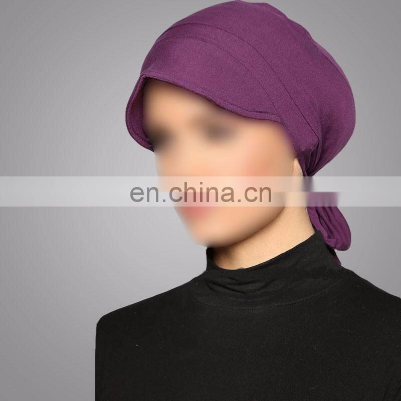 Fashion Purple Combed Cotton Instant Headwear High Quality Muslim Hijab