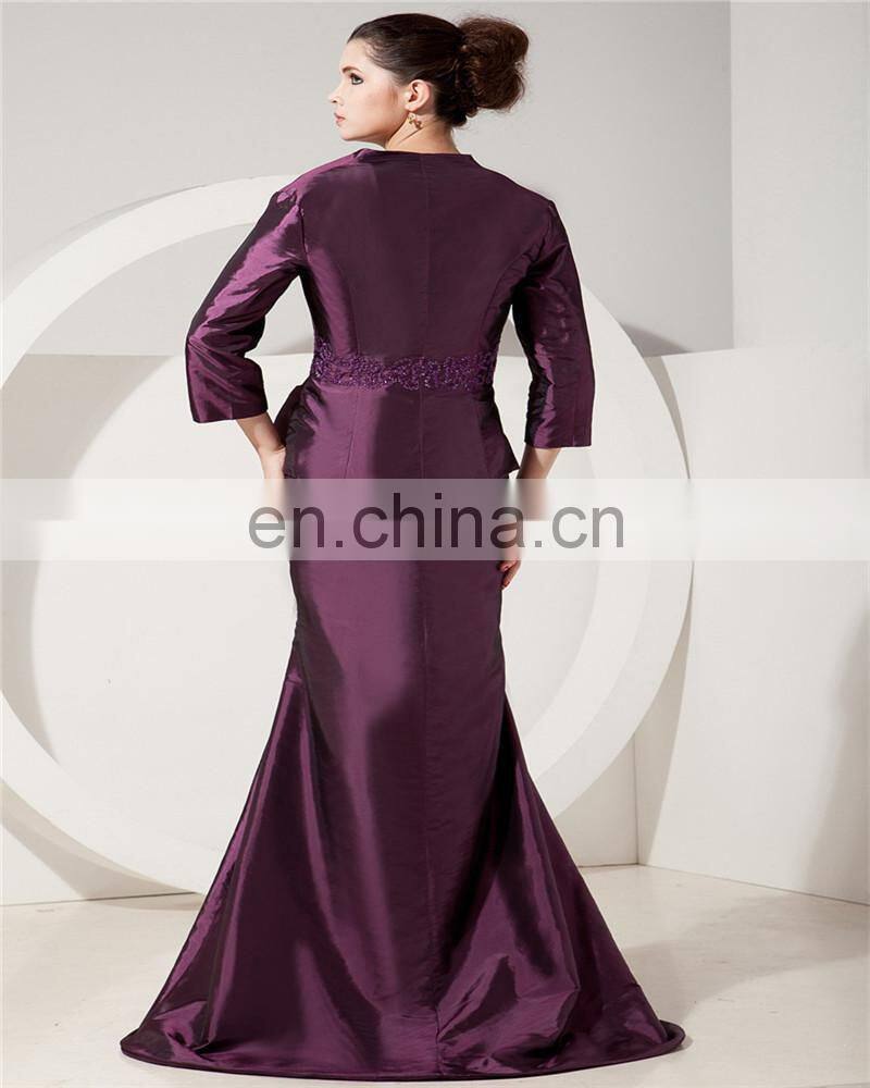 Real Sample Dark Purple Spaghetti Strap Sleeveless Evening Gowns Floor Length Mother Of The Bride Dress With Jacket