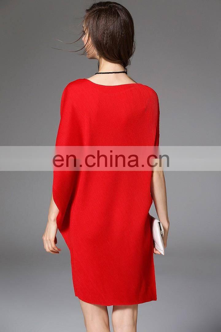 Customize fashon women casual dress pleats please apparel