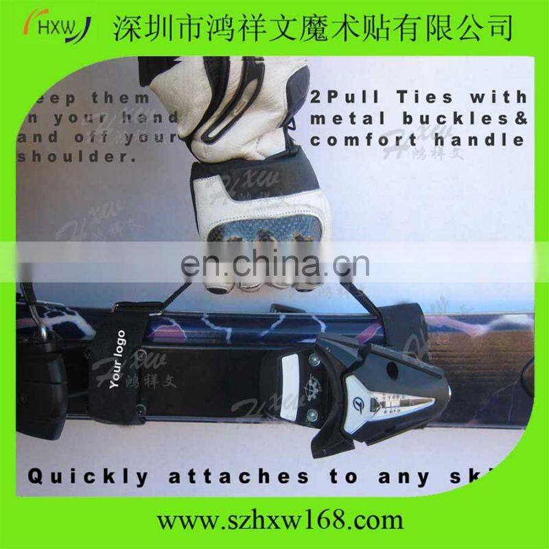 Black custme logo loop tape ski sleeves for cross country ski sports