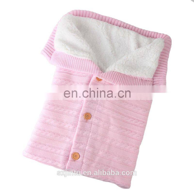 Newborn Baby Swaddle Blanket Fleece Stroller Wrap Nap Blanket Plus Velvet  Knit Sleeping Bag Stroller Sack
